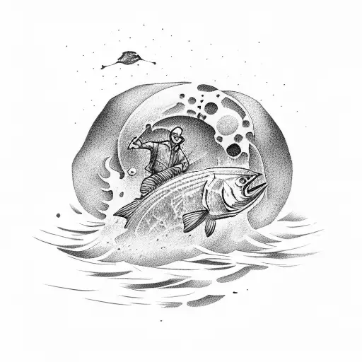 Man Fishing From The Moon