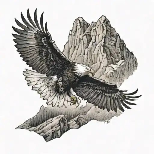 An Eagle Soaring High Above A Mountain Landscape During A Hike