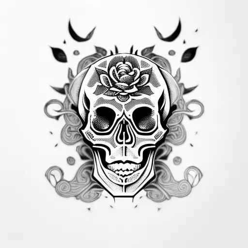 Skull With Japanese Culture