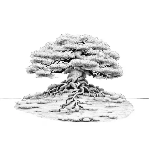 Bonsai And Oak Tree Combined