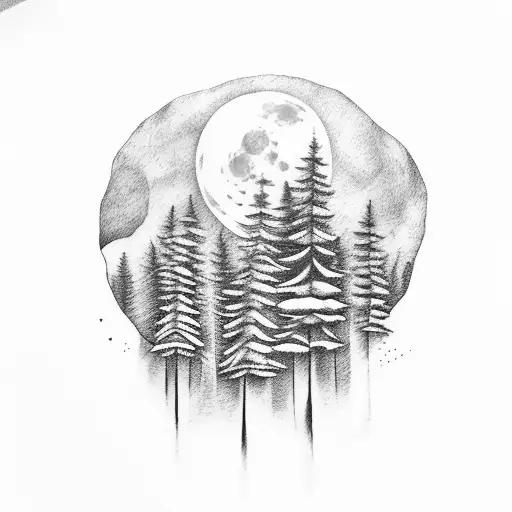 Wolf Moon Forest Trees Mountain