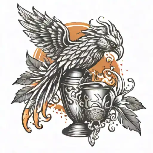 A Cocktail Shaker With A Phoenix Rising From The Flames