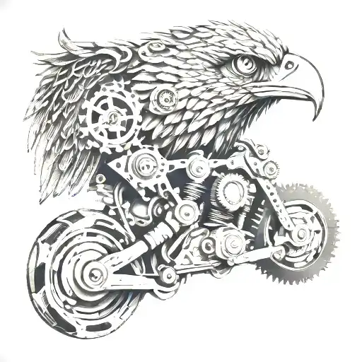 A Motorcycle Engine Transformed Into A Majestic Eagle Head With Gears And Cogs