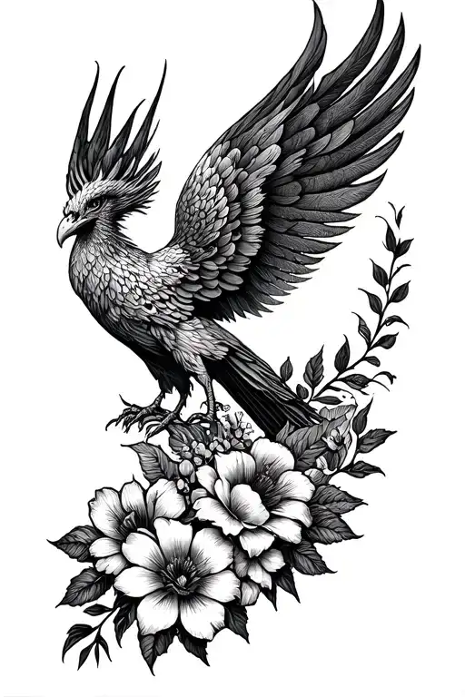 Flowers And Phoenix Rising