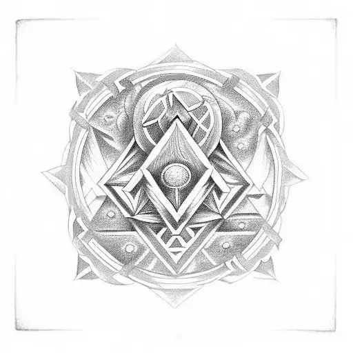 Valknut With Vegvisir Symbol Merged
