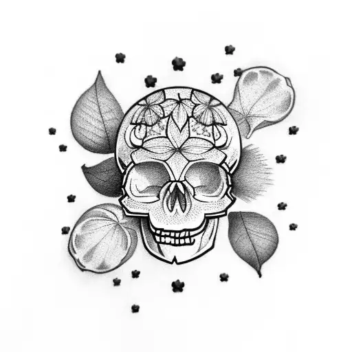 Blonde Woman Skull With 4 Leaf Clover