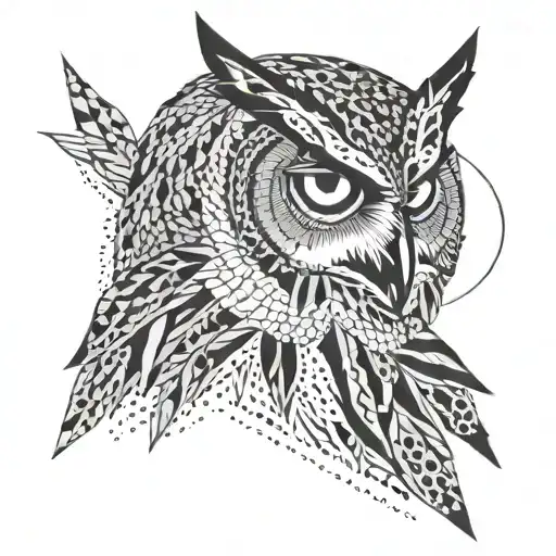 Abstract Geometric Design Incorporating An Owl Silhouette