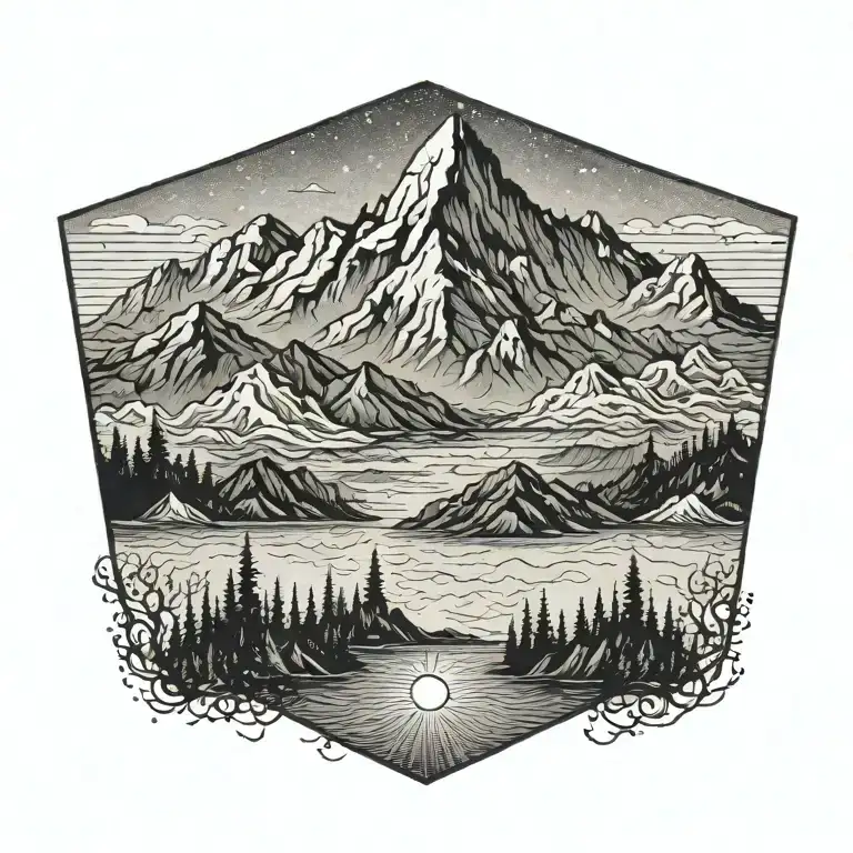 Mountain Range At Dawn Surrounded By Receding Streams Of Flood Waters