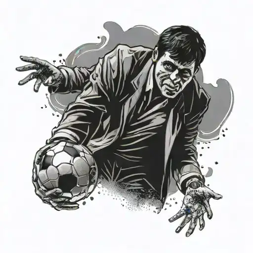A Ghostly Figure Of Scarface Holding A Football