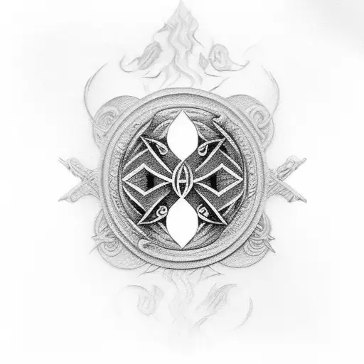 Zulfiqar Sword With Ying And Yang On Hand