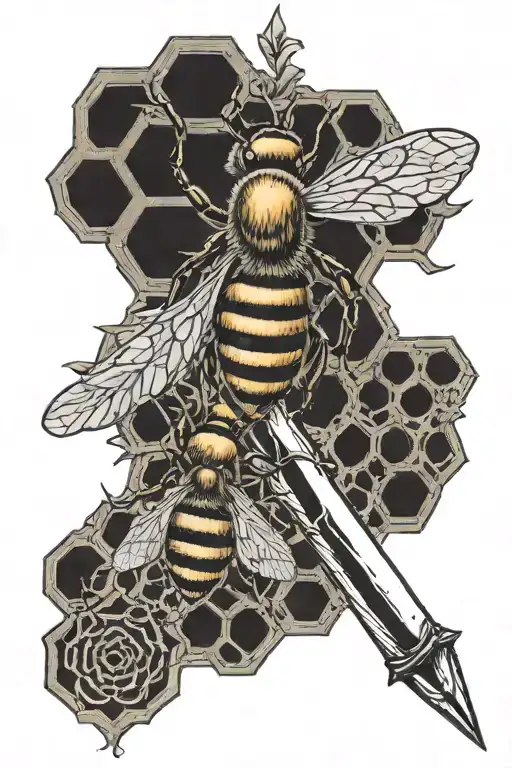 Bee Key Sword And Honeycombs