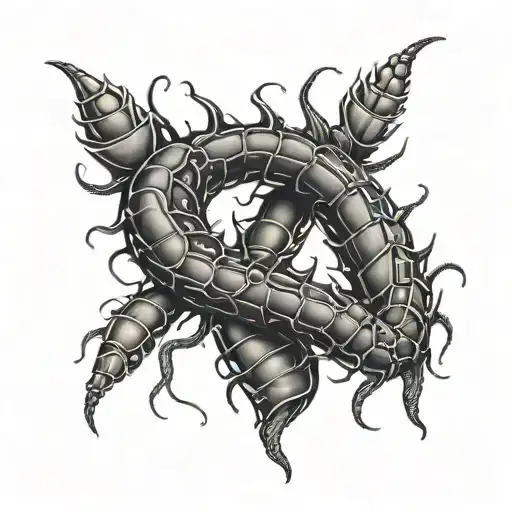 An Abstract Scolopendra Intertwining With A Heart Symbolizing Unity And Strength