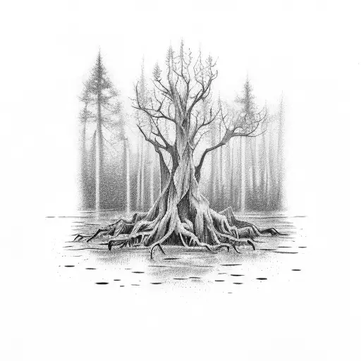 Forearm Tattoo Of Cypress Tree Swamp