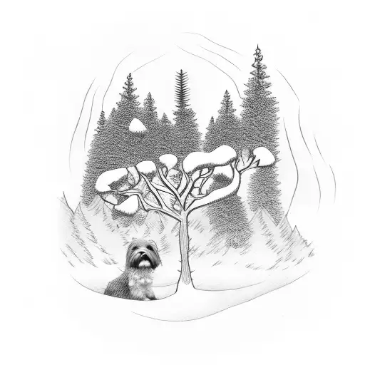 Pine Tree And Dog