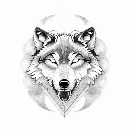 Yin And Yang With Wolf