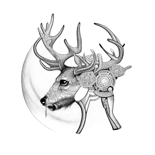 Dharma Wheel Deer Budishm