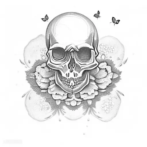 Skull And Butterflies