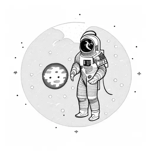 A Kurtzgesagt Black Duck In An Astronaut Suit Looking At A Meteor Shower In Space