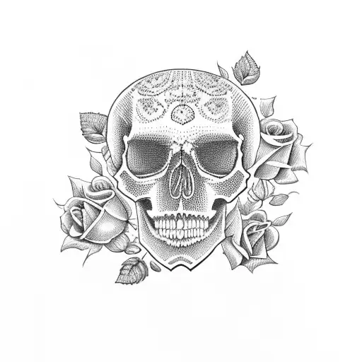 Skull And Roses And Butterflies