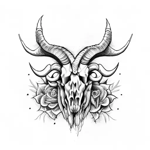 Ram Skull With A Purple Theme