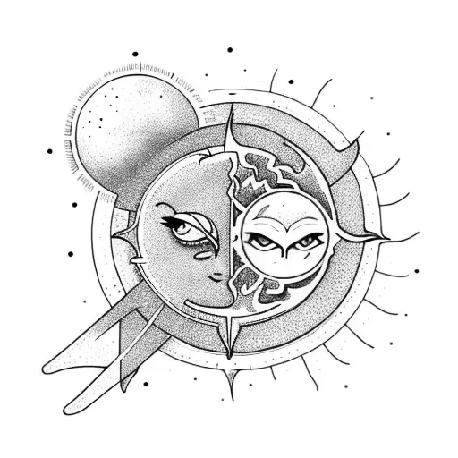 Sun And Moon Inside Hourglass