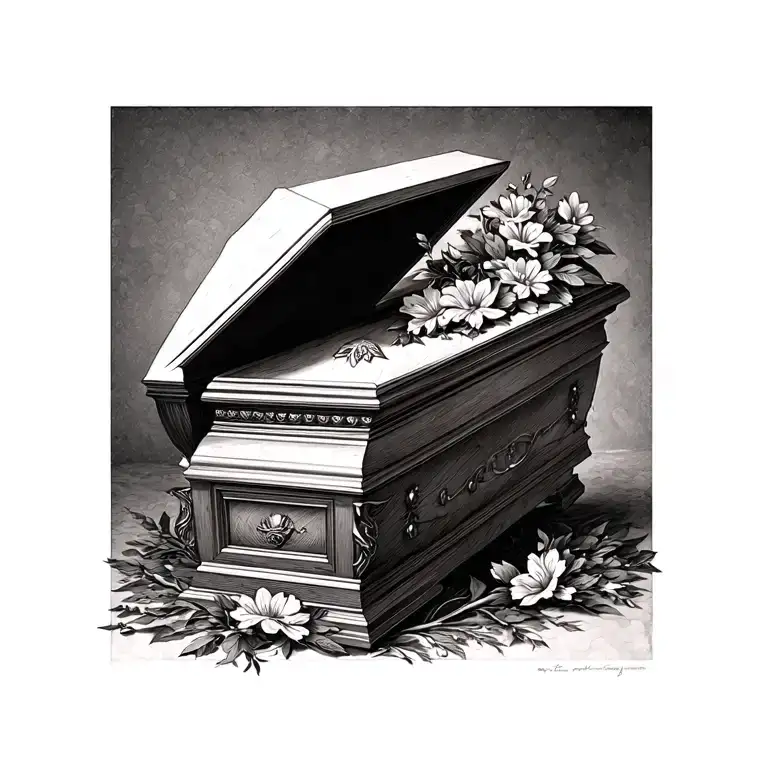 Coffin And Flowers
