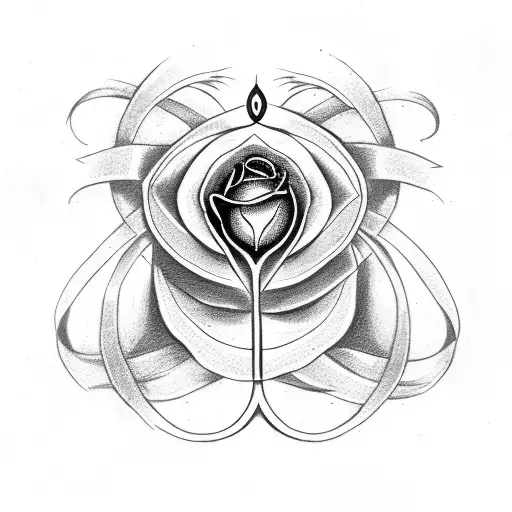 Celtic Balance Symbol With Rose With Stem And Leaves