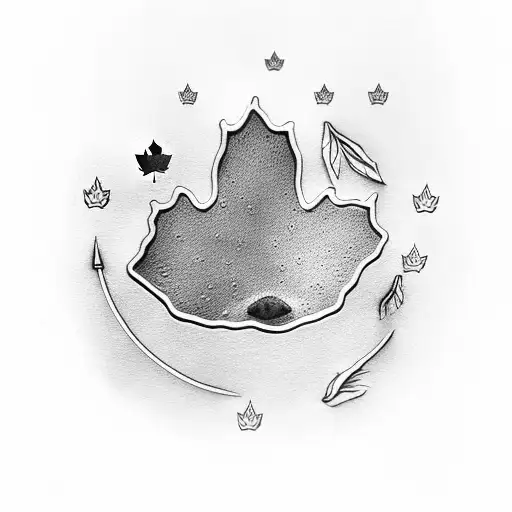 Dog Paw With Maple Leaf