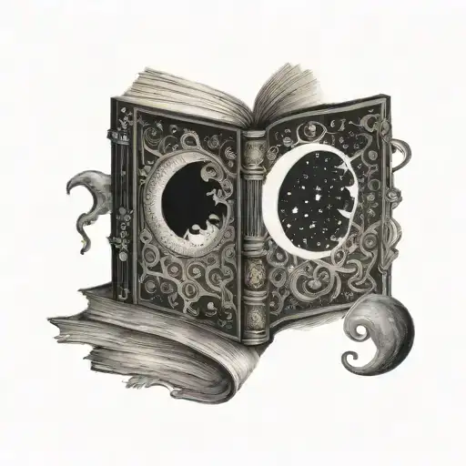 An Intricate Fantasy Book With A Moon And Eclipse As The Cover Design