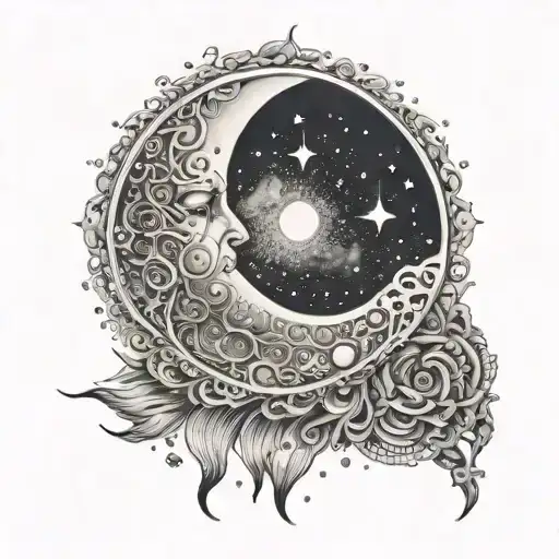 Intricate Dotwork Design Featuring The Moon And The Phrase 'I Am How I Am'