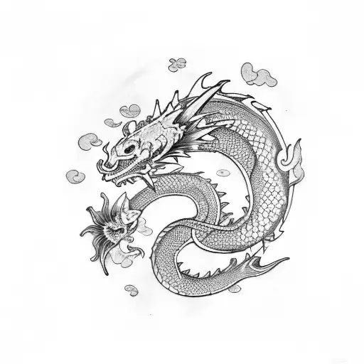 Dragon With Koi