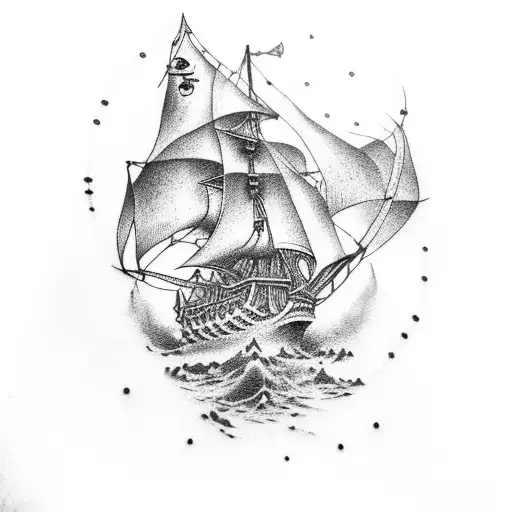 Pirate Ship With Ankor On Elbow