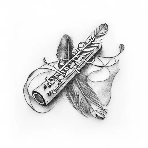 Flute With Feather And Names