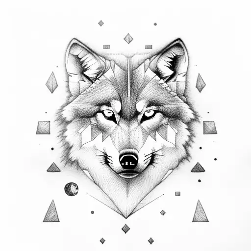 Transparent Holding Wolf With Blue Eyes In Dark Forest With Moon