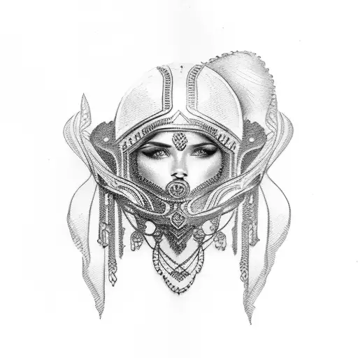 Beautiful Woman With Roman Helm