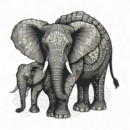 An Intricate Geometric Design Incorporating Elephant Silhouettes