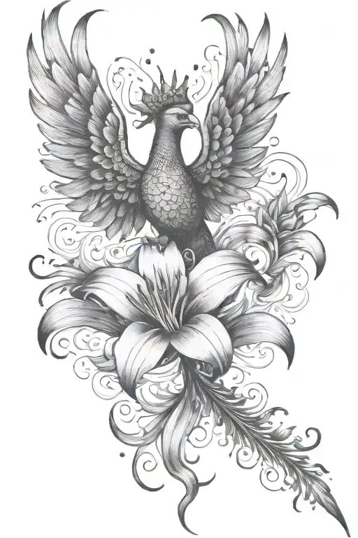 Lily Flower And Phoenix Rising