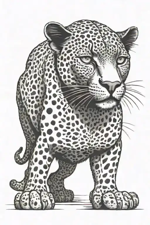 Black Panter Which Body Fully Filled With Ink Sneaking