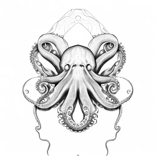An Octopus Making A Heart With Its Tentacles Cut In Half Mirrored