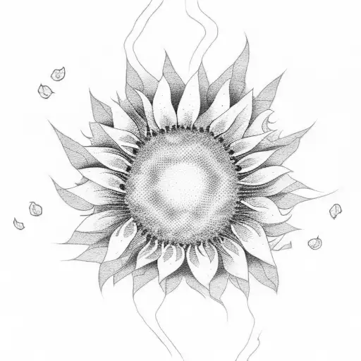 Japanese Background With Sunflowers