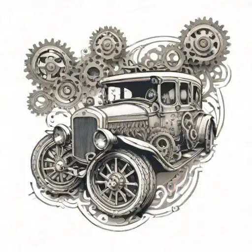A Vintage Car With Intricate Mechanical Details And Gears