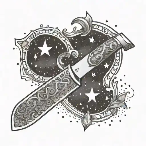 A Chef's Knife With A Turkish Crescent Moon And Star Design