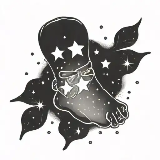 A Whimsical Design Of Baby Feet Intertwined With Shooting Stars