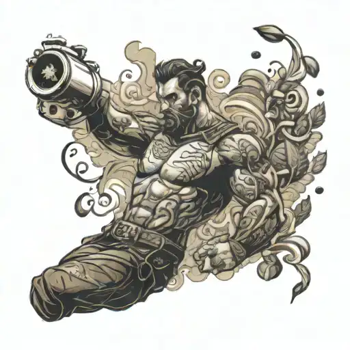 A Fighter With Intricate Coffee Beans And Steam Swirling Around Them