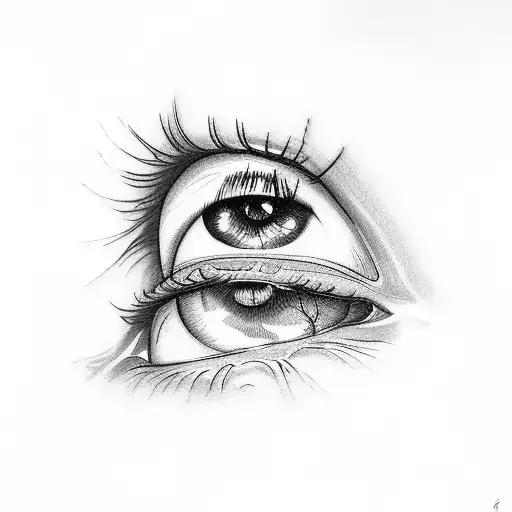 Female Eye With An Orchid