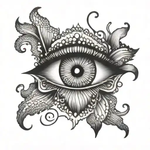 Iris Flower Blooming With A Egyptian Eye Surrounding It