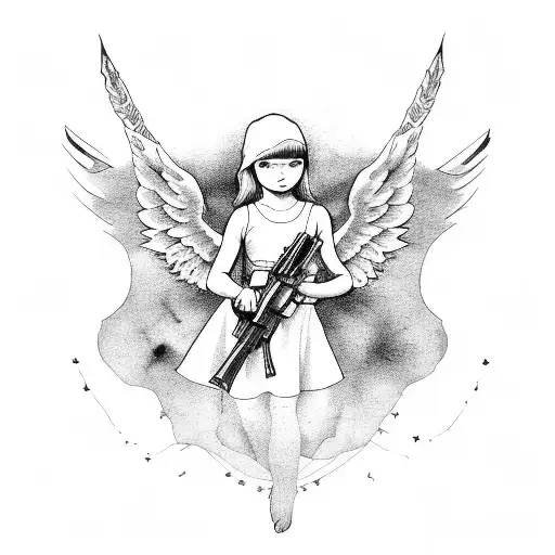 Baby Angel With Ak47 Rifle