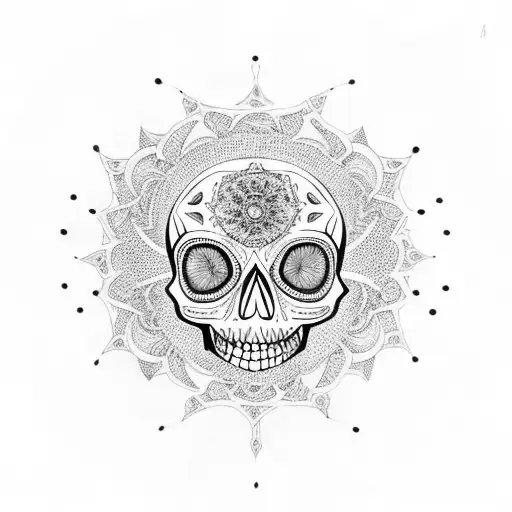 Mandala Skull With One Eye In The Center Of The Head