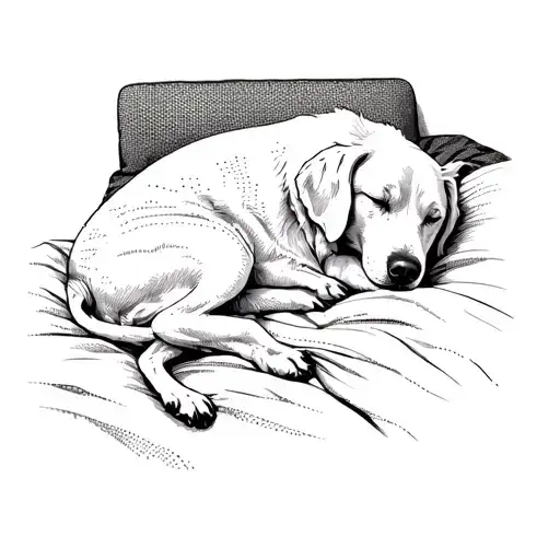 A Dog Sleeping On A Bed