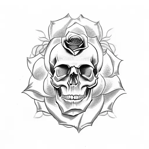 Skull With Rose On The Head